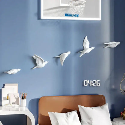Modern gold & silver bird resin statue wall decor – children's room
