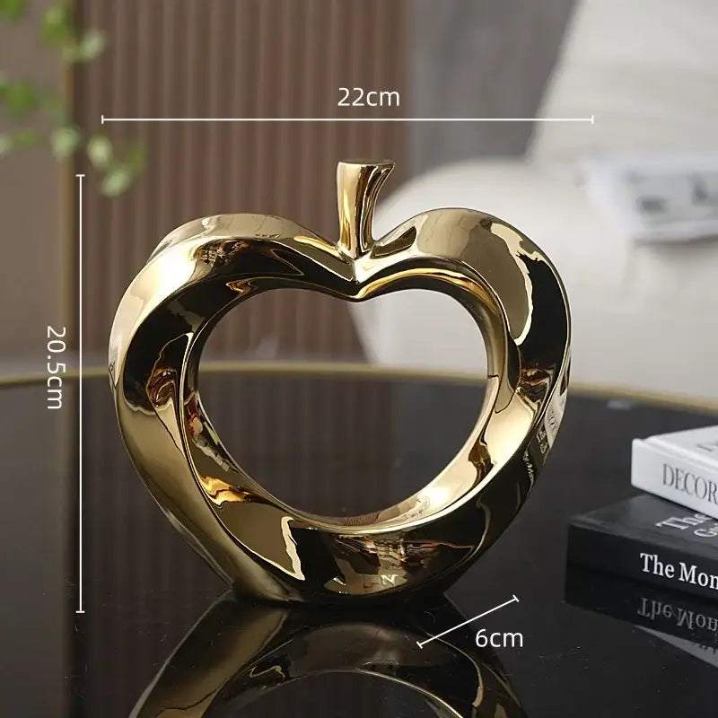 Modern gold & silver ceramic golden apple sculpture living room decor