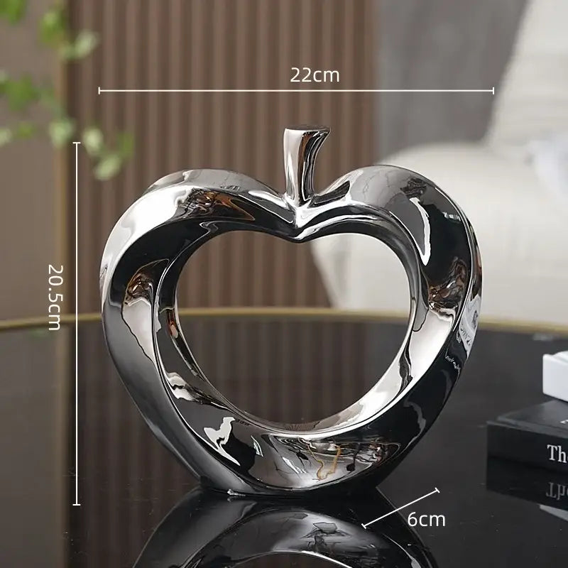 Modern gold & silver ceramic golden apple sculpture living room decor