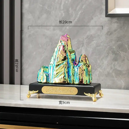 Modern gold & silver ceramic mountain sculpture living room decor