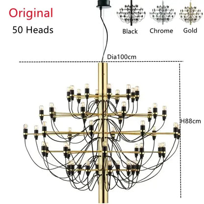 Modern gold & silver chandelier 50 light living room pendant