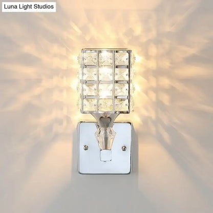 Modern gold & silver clear crystal wall light fixture bedroom