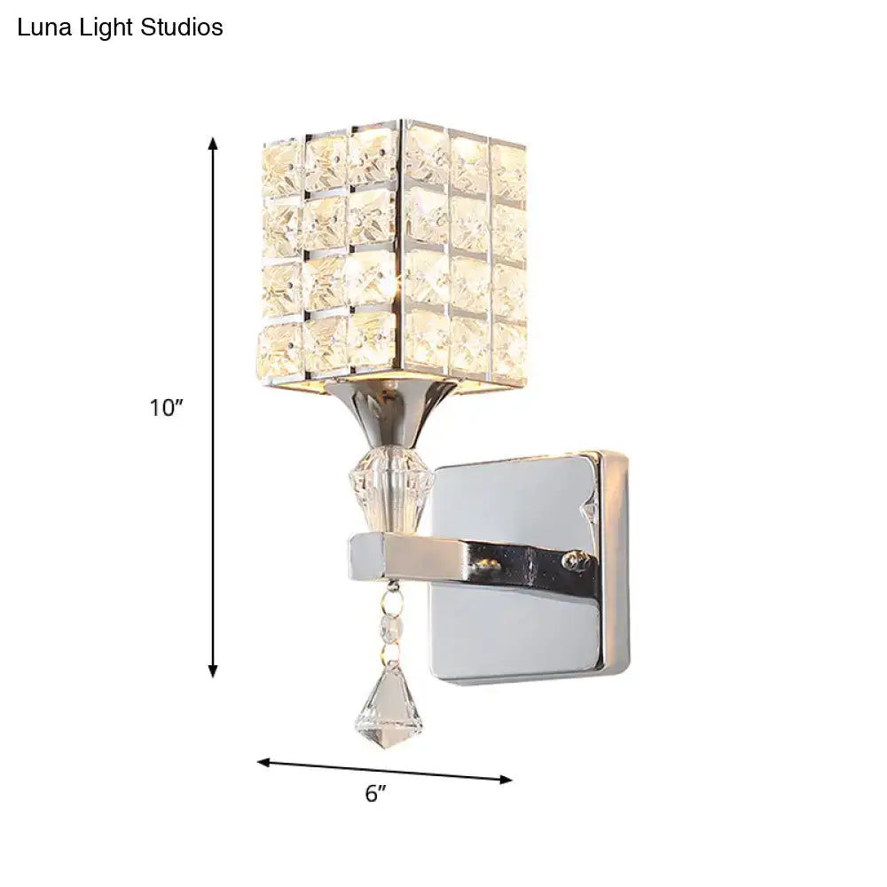 Modern gold & silver clear crystal wall light fixture bedroom