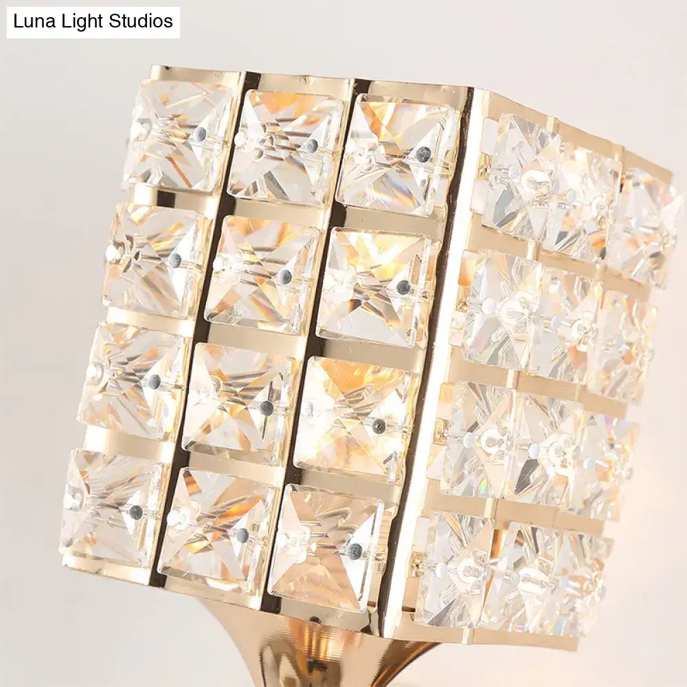 Modern gold & silver clear crystal wall light fixture bedroom
