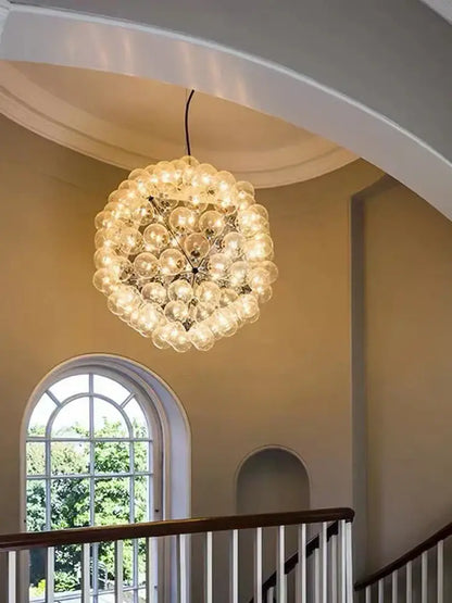 Modern gold & silver clear glass bubble chandelier dining room light