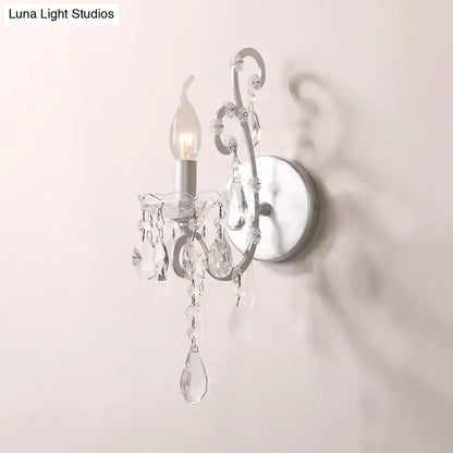 Modern gold & silver crystal drop sconce light living room decor