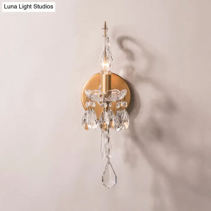 Modern gold & silver crystal drop sconce light living room decor