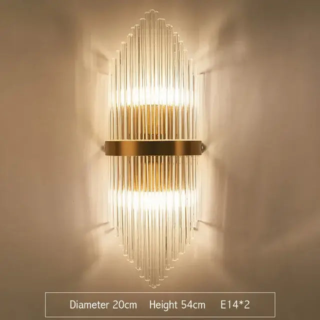 Modern gold & silver crystal wall lamp bedroom sconce