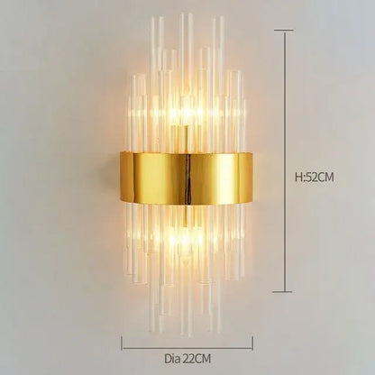 Modern gold & silver crystal wall lamp bedroom sconce