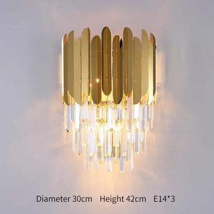 Modern gold & silver crystal wall lamp bedroom sconce