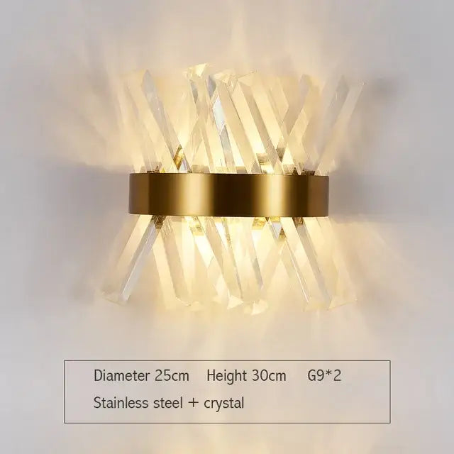 Modern gold & silver crystal wall lamp bedroom sconce