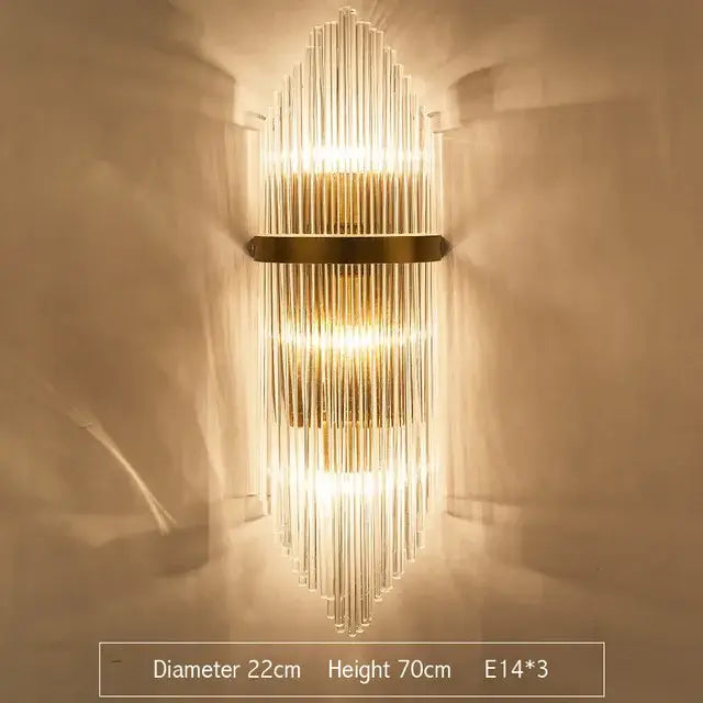 Modern gold & silver crystal wall lamp bedroom sconce