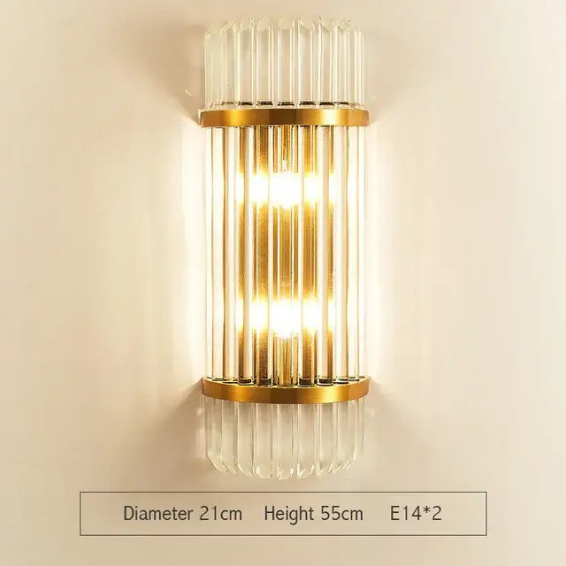 Modern gold & silver crystal wall lamp bedroom sconce