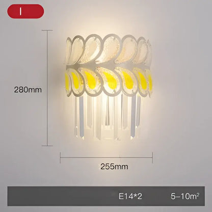 Modern gold & silver crystal wall sconce bedroom stainless steel light