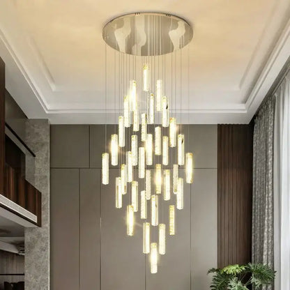 Modern gold & silver crystal chandelier dining room light