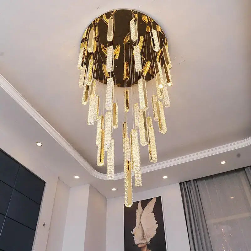 Modern gold & silver crystal chandelier dining room light