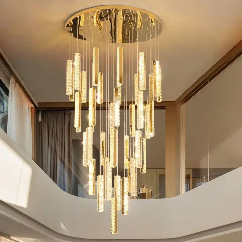 Modern gold & silver crystal chandelier dining room light