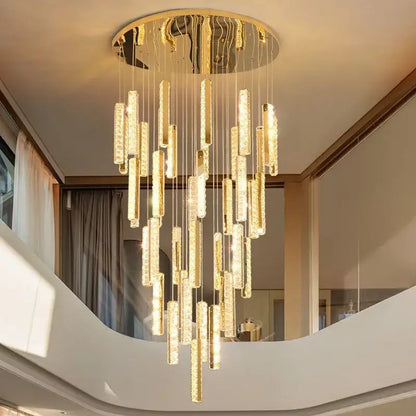 Modern gold & silver crystal chandelier dining room light