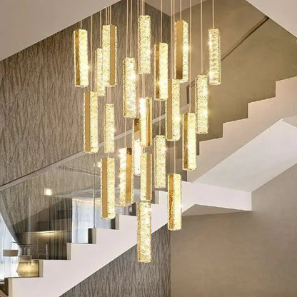 Modern gold & silver crystal chandelier dining room light