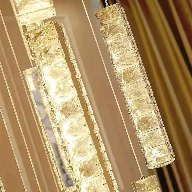 Modern gold & silver crystal chandelier dining room light