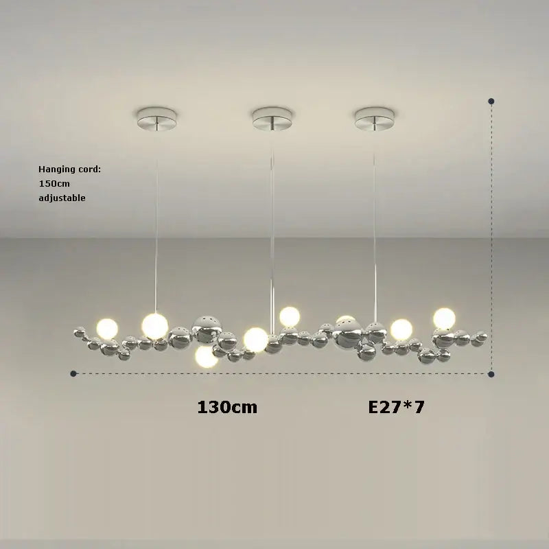 Modern gold & silver dimmable led hanging pendant light dining room