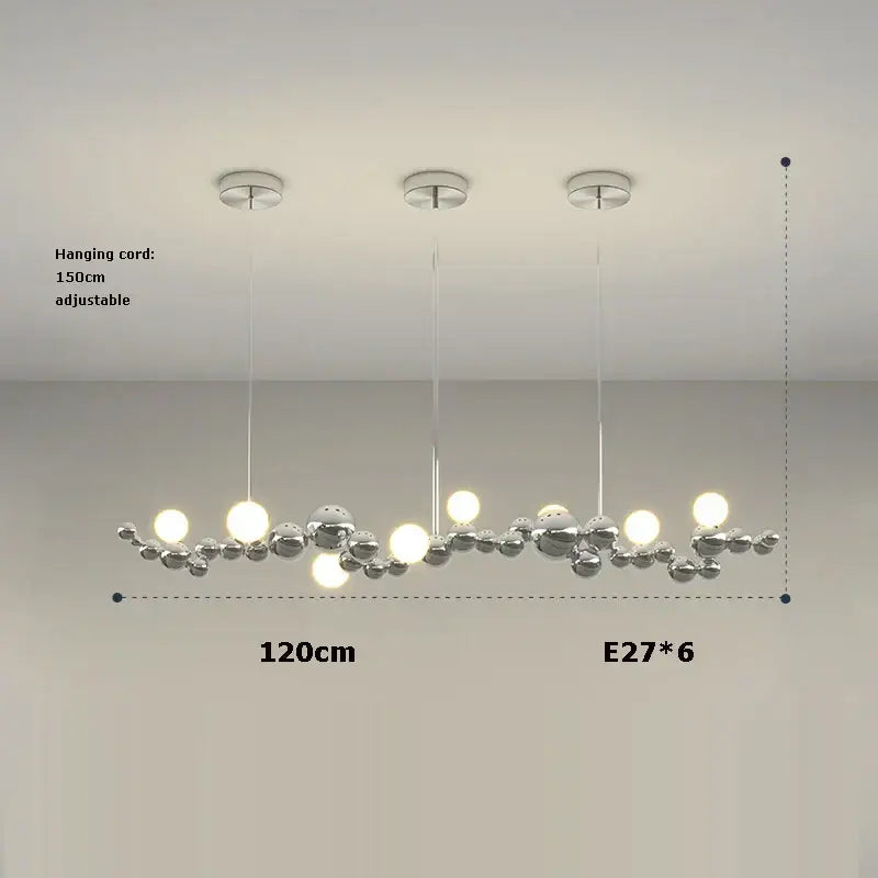 Modern gold & silver dimmable led hanging pendant light dining room