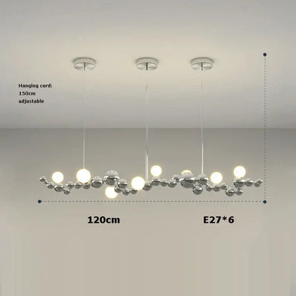 Modern gold & silver dimmable led hanging pendant light dining room