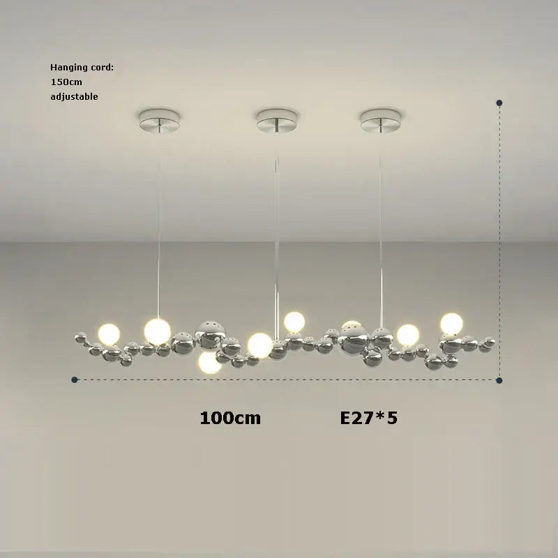 Modern gold & silver dimmable led hanging pendant light dining room