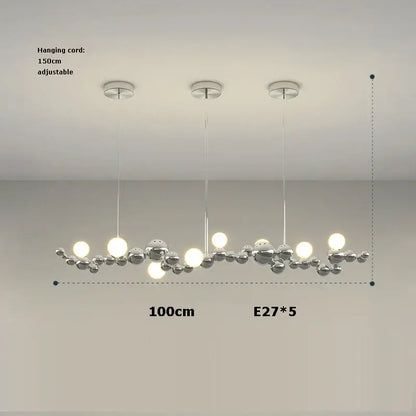 Modern gold & silver dimmable led hanging pendant light dining room