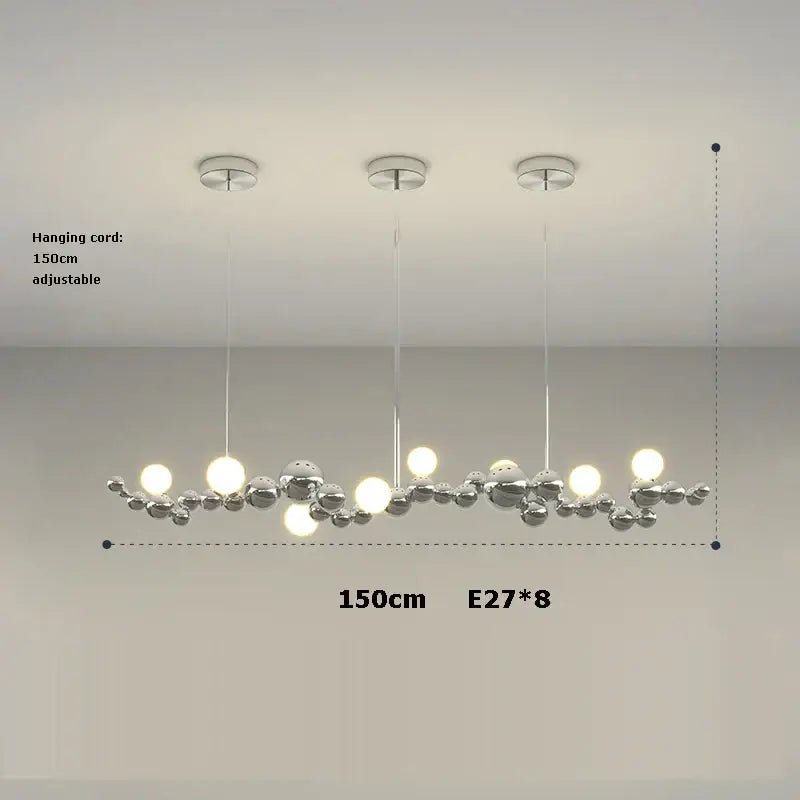 Modern gold & silver dimmable led hanging pendant light dining room
