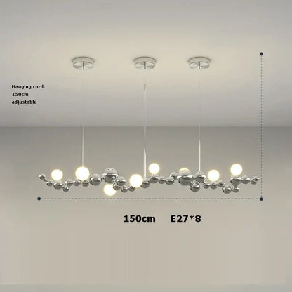 Modern gold & silver dimmable led hanging pendant light dining room