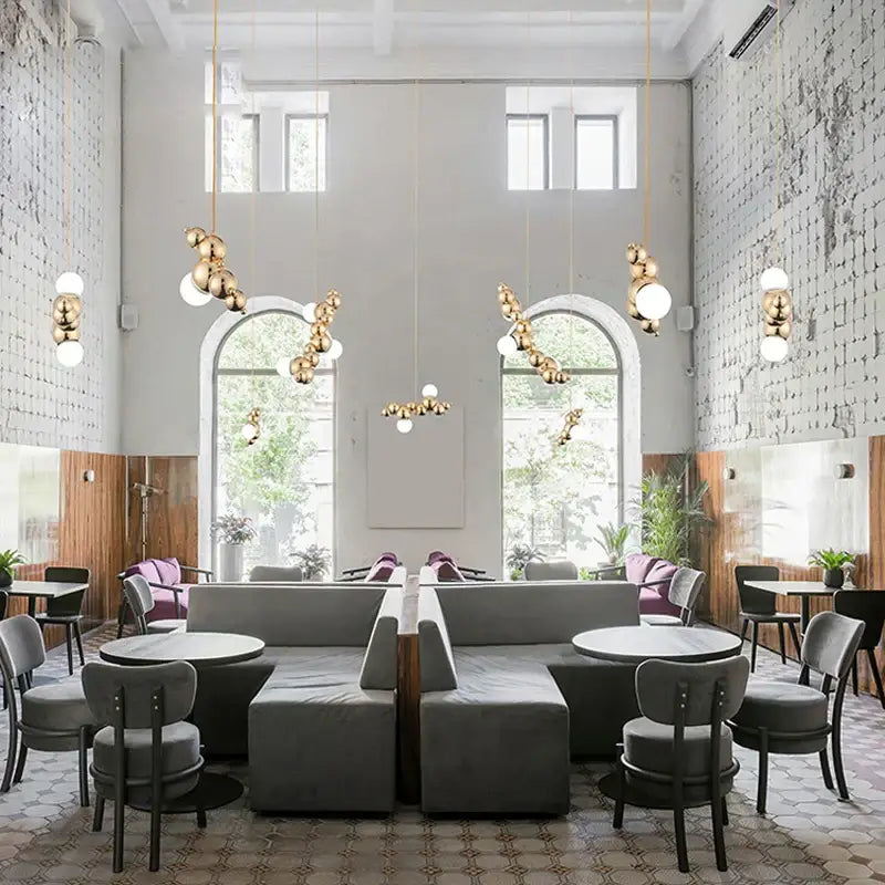 Modern gold & silver dimmable led hanging pendant light dining room