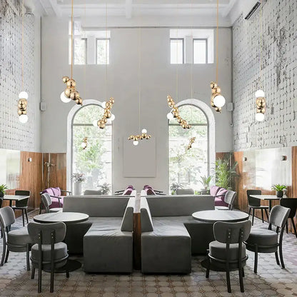 Modern gold & silver dimmable led hanging pendant light dining room