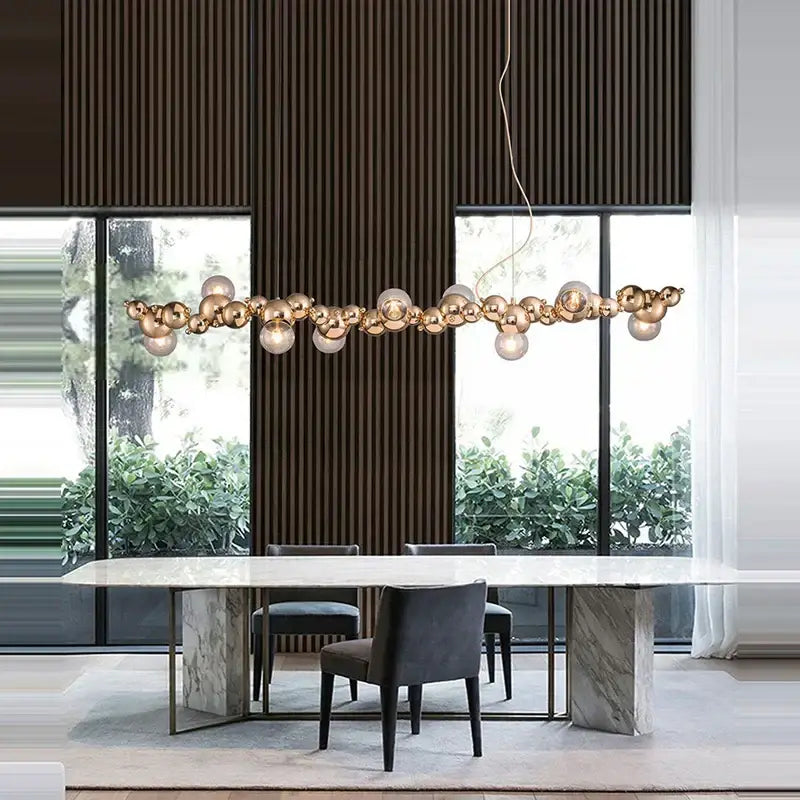 Modern gold & silver dimmable led hanging pendant light dining room
