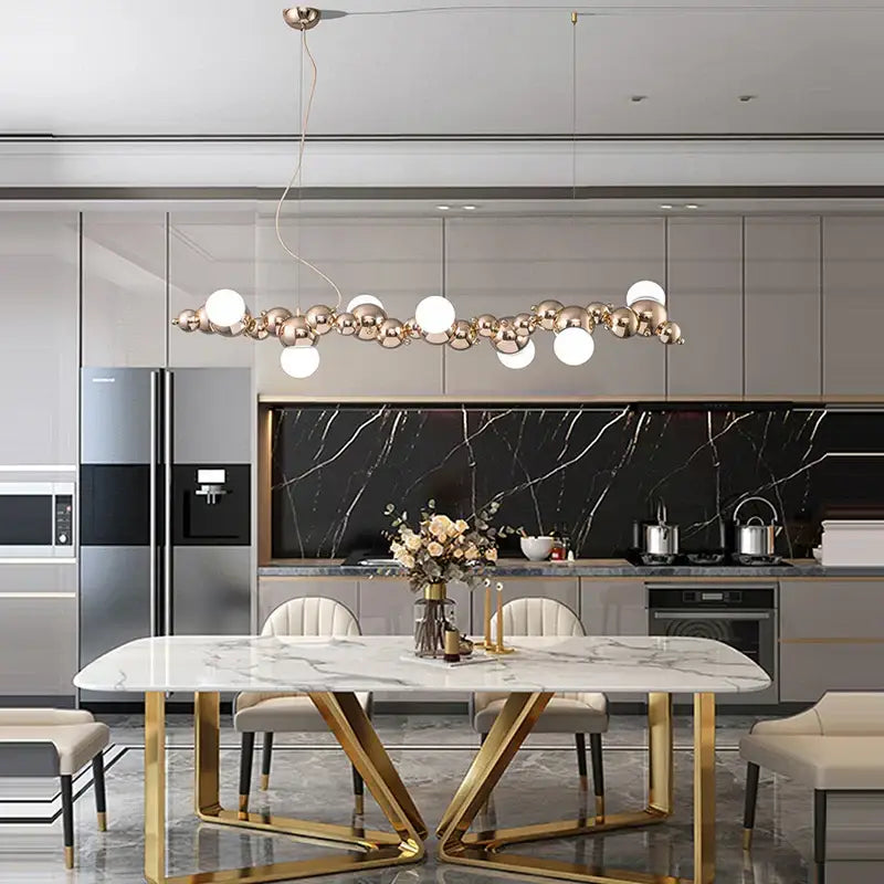 Modern gold & silver dimmable led hanging pendant light dining room
