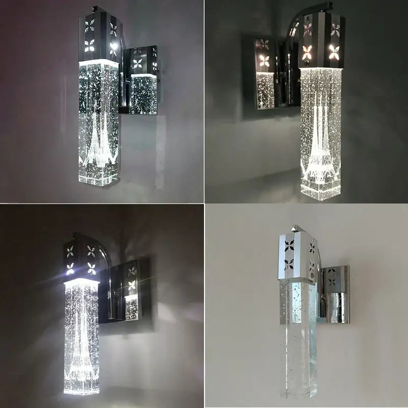 Modern gold & silver eiffel tower bubble crystal led pendant lights