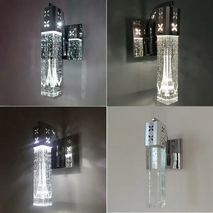 Modern gold & silver eiffel tower bubble crystal led pendant lights