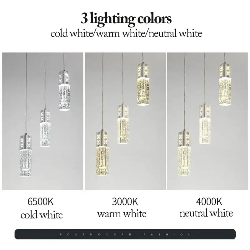 Modern gold & silver eiffel tower bubble crystal led pendant lights