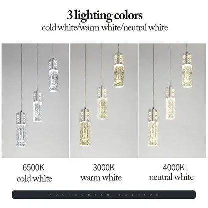 Modern gold & silver eiffel tower bubble crystal led pendant lights