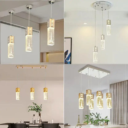 Modern gold & silver eiffel tower bubble crystal led pendant lights