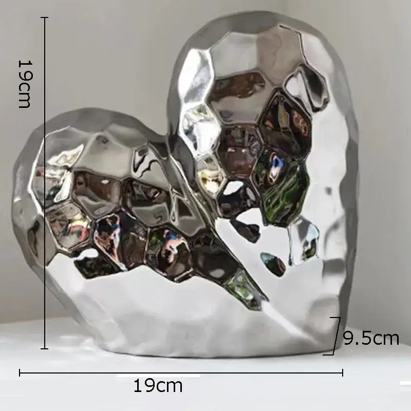 Modern gold & silver faceted ceramic statue living room home decor