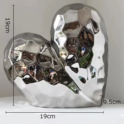 Modern gold & silver faceted ceramic statue living room home decor
