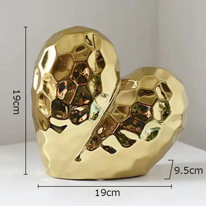 Modern gold & silver faceted ceramic statue living room home decor