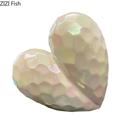 Modern gold & silver faceted ceramic statue living room home decor