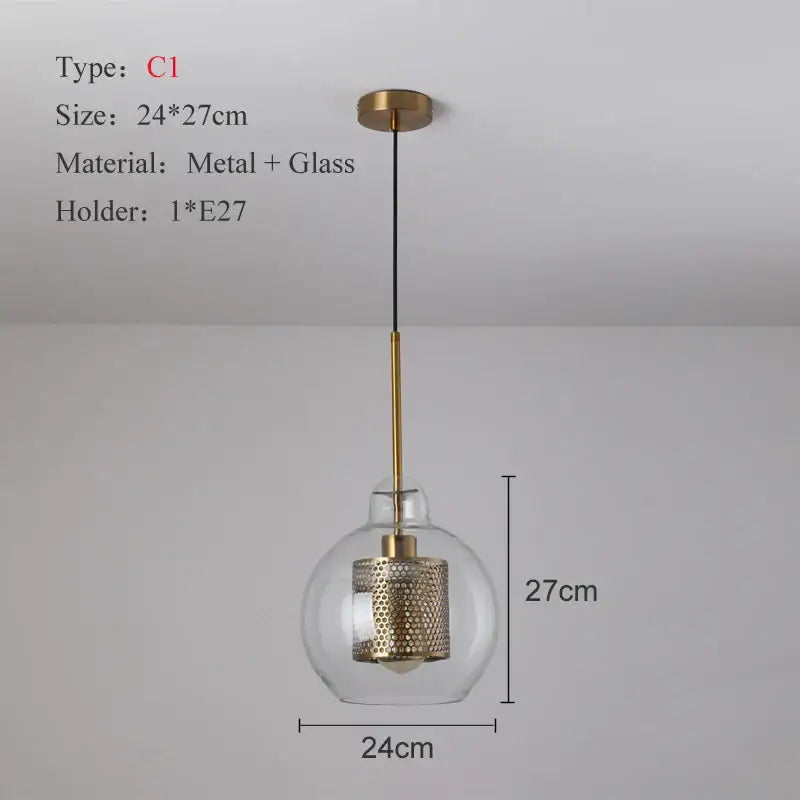 Modern gold & silver honeycomb glass pendant light kitchen fixture