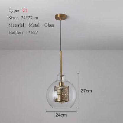 Modern gold & silver honeycomb glass pendant light kitchen fixture
