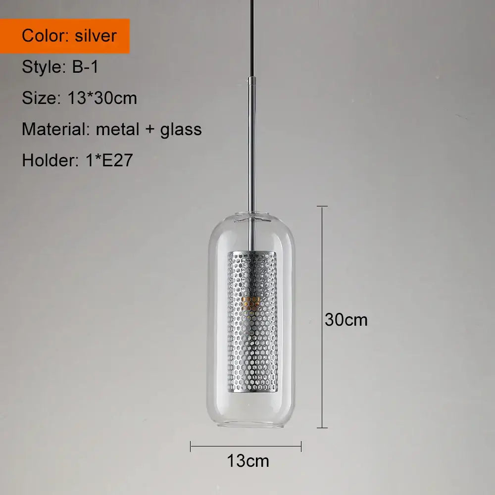 Modern gold & silver honeycomb glass pendant light kitchen fixture