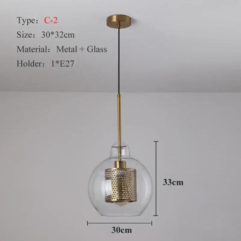 Modern gold & silver honeycomb glass pendant light kitchen fixture