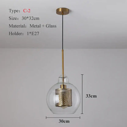 Modern gold & silver honeycomb glass pendant light kitchen fixture
