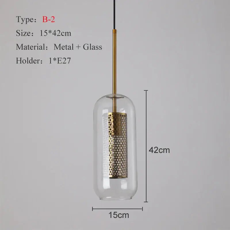 Modern gold & silver honeycomb glass pendant light kitchen fixture